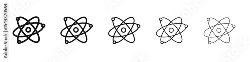 Atom icon vector outline set illustration sign