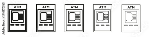 ATM ICON vector outline set illustration sign