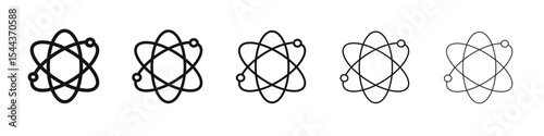 Atom scientific icon vector outline set illustration sign