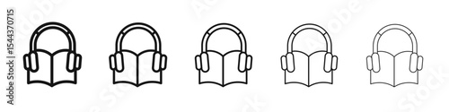 Audio book icon vector outline set illustration sign