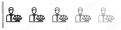 Attorney in law icon vector outline set illustration sign