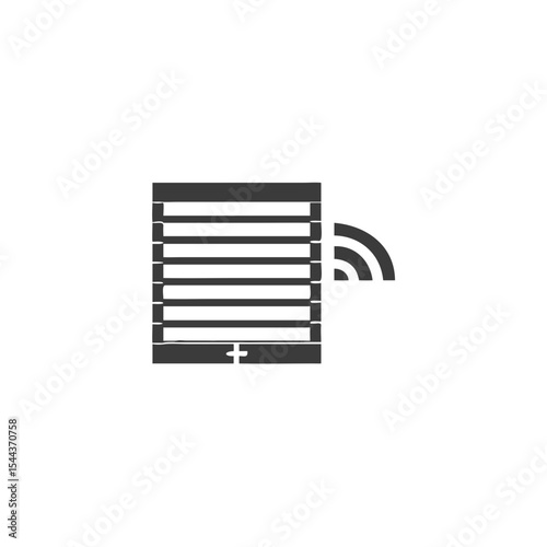 Smart Blinds Timer Blinds Icon with a Clock and Arrows Vector Silhouette Flat Icon Design