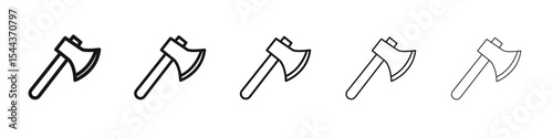 Axe icon vector outline set illustration sign