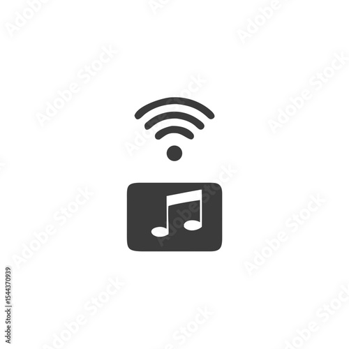 Smart Music Streaming Device Music Note Icon with Wifi Symbol Vector Silhouette Flat Icon Design