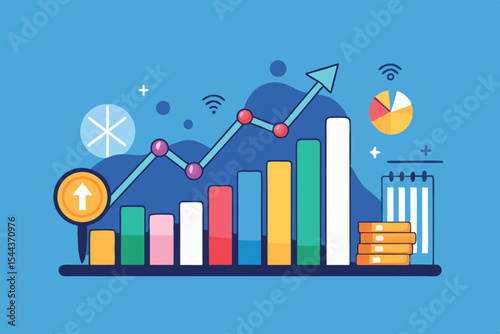 Data visualization of financial growth with graphs and charts in a modern design