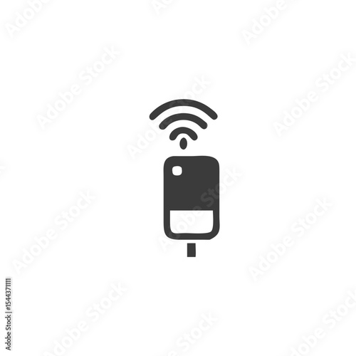 Smart Water Heater Control Water Heater Icon with Signal Lines Vector Silhouette Flat Icon Design
