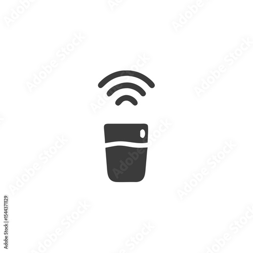 Smart Water Purifier Water Filter Icon with Wireless Symbol Vector Silhouette Flat Icon Design