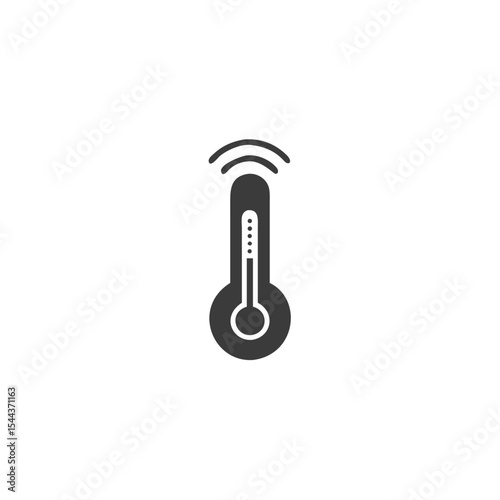 Temperature Sensor Thermometer Icon with a Wifi Signal Vector Silhouette Flat Icon Design