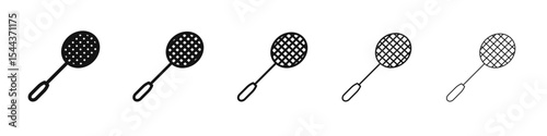 Badminton racquet icon vector outline set illustration sign