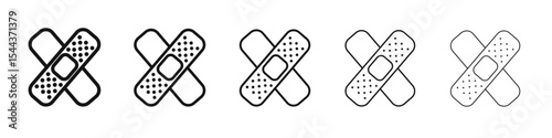 Band aid icon vector outline set illustration sign