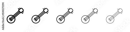 banjo icon vector outline set illustration sign