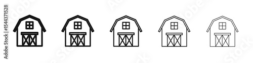 Barn icon vector outline set illustration sign