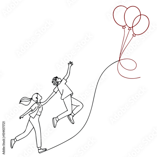 Graceful female silhouette art with a floating balloon symbolizing joy, balance, and dreams in motion.
