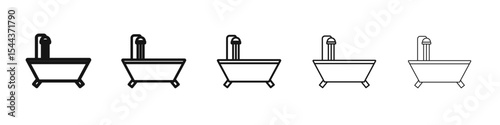 Bathroom icon vector outline set illustration sign