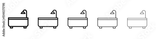 Bathroom icon vector outline set illustration sign