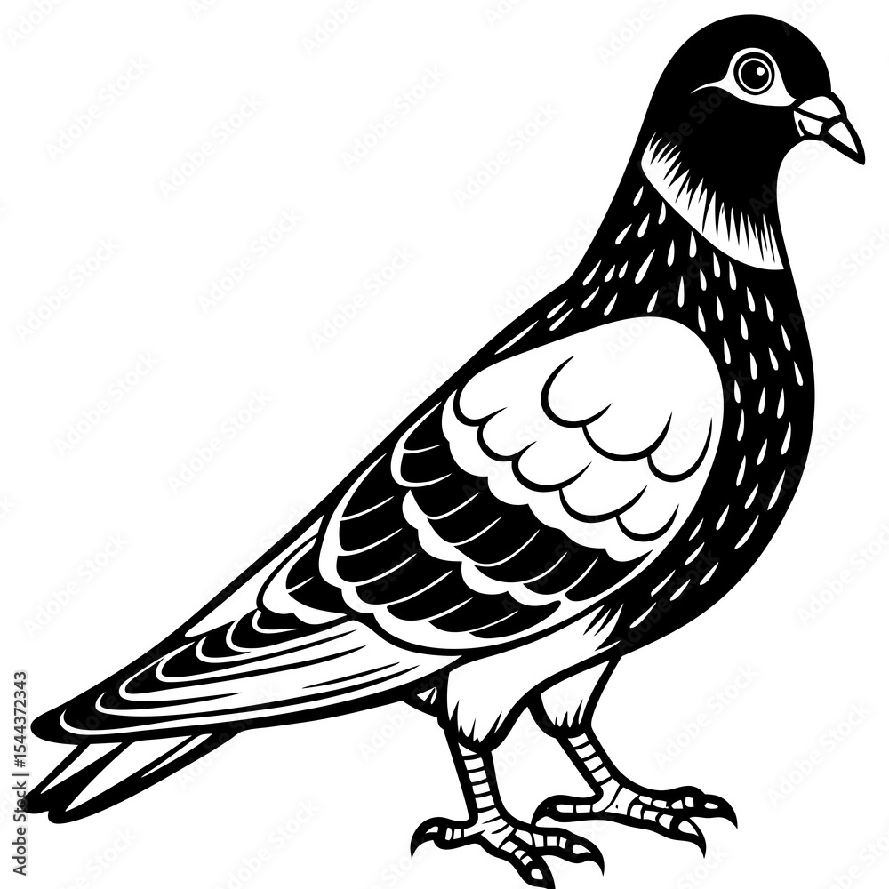 Fototapeta premium Pigeon line art on white background.