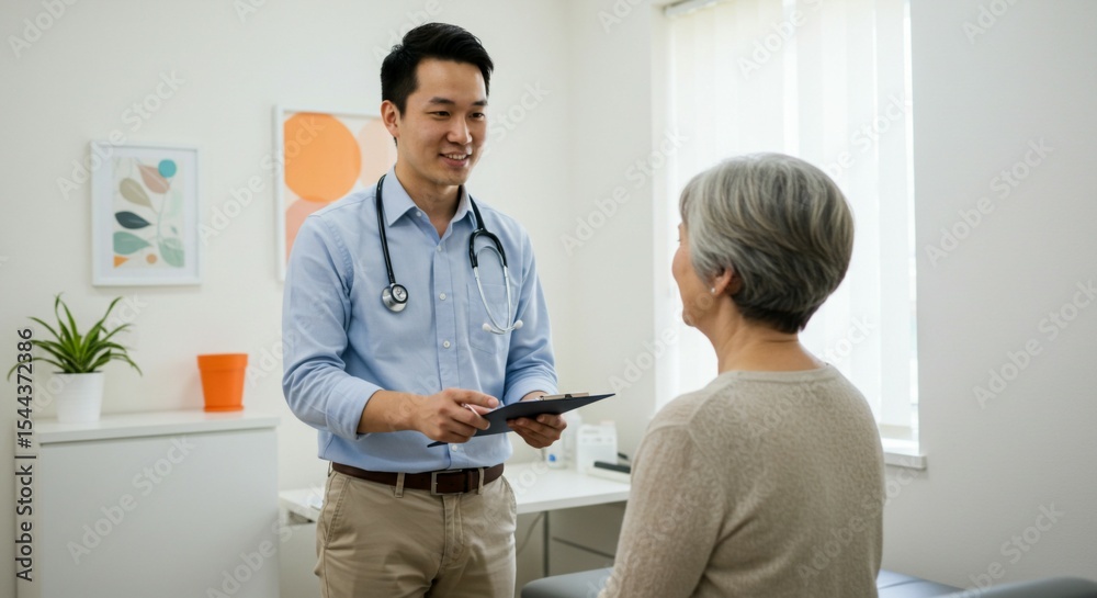 Fototapeta premium doctor talking to senior patient