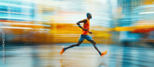Man Running in City Speed Blur
