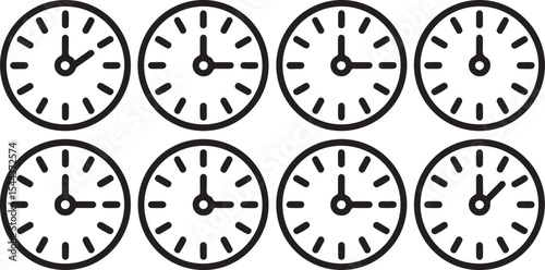 Educational time-teaching clock face icon pack for school and training use