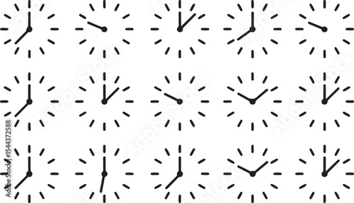 Thick outline time icons set for planner and productivity visuals