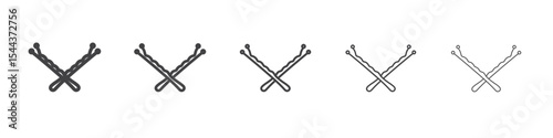 Bobby pin icon vector outline set illustration sign