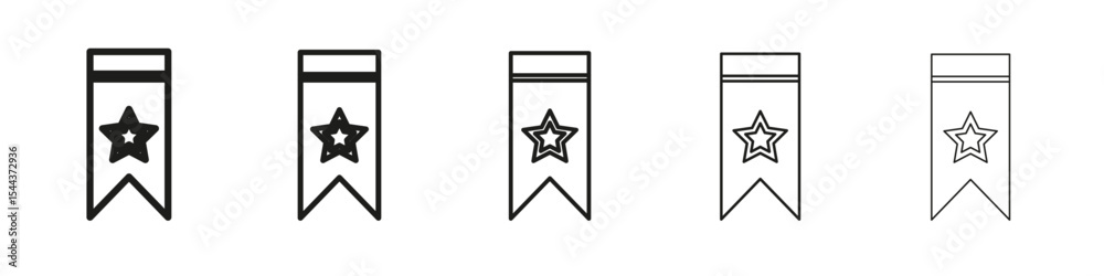 bookmark star icon vector outline set illustration sign