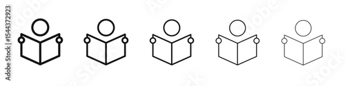 Book open reader icon vector outline set illustration sign
