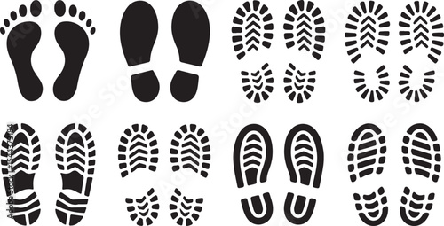 implified footprint and shoeprint symbols for trail and direction mapping