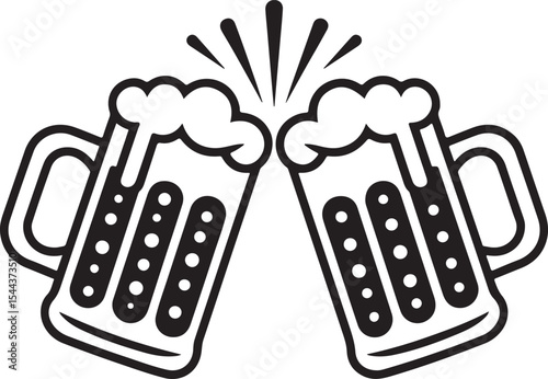 Clinking Beer Mug Toast Icon in Minimal Vector Style