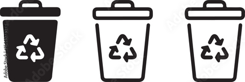 rash and Recycling Bins Icon Set in Minimal and Bold Vector Styles
