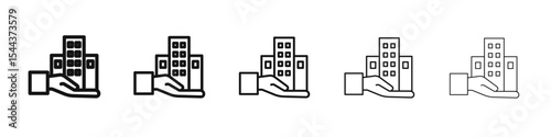 Building ownership icon vector outline set illustration sign