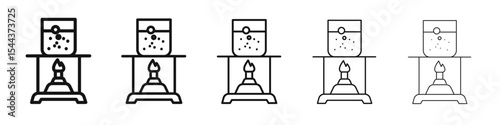 burner boiling chemical icon vector outline set illustration sign