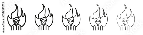 Burnout icon vector outline set illustration sign