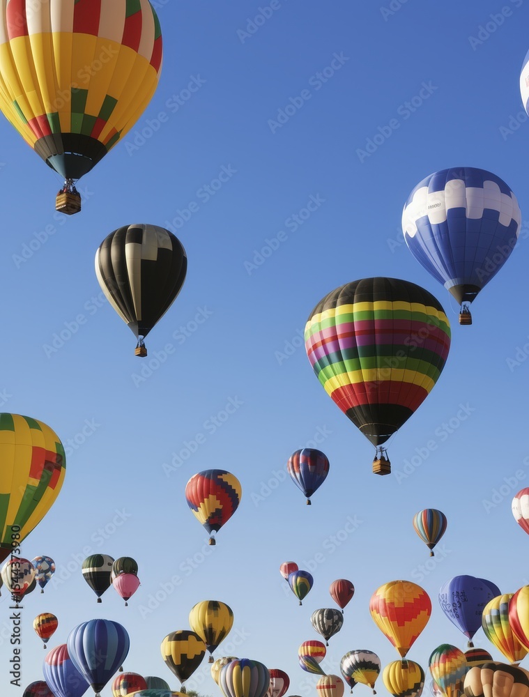 Naklejka premium Colorful Hot Air Balloons in Sky
