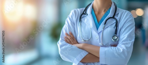 Medical Professional in Lab Coat and Stethoscope
