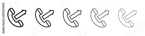 Call outgoing icon vector outline set illustration sign