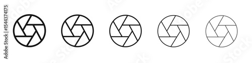 Camera shutter icon vector outline set illustration sign