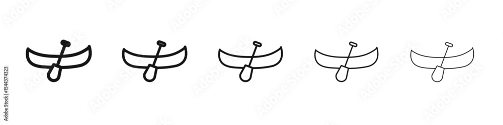 Canoe icon vector outline set illustration sign Canoe icon vector outline set illustration sign