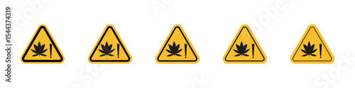 Cannabis packaging warning sign vector outline set illustration sign