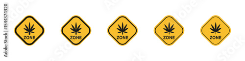 Cannabis zone traffic sign vector outline set illustration sign