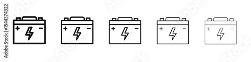 Car battery icon vector outline set illustration sign