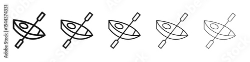 canoe icon vector outline set illustration sign