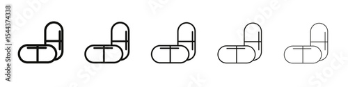 Capsule icon vector outline set illustration sign