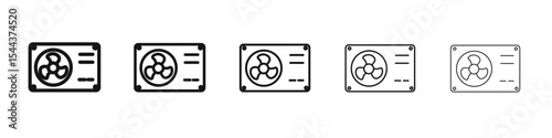 Car radiator Icon vector outline set illustration sign