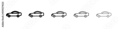 Car side view icon vector outline set illustration sign