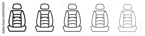 Car seat icon vector outline set illustration sign