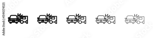 car side crash icon vector outline set illustration sign