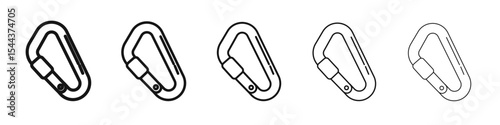 Carabiner icon vector outline set illustration sign