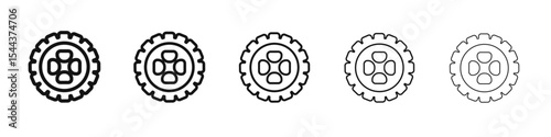 car wheel icon vector outline set illustration sign
