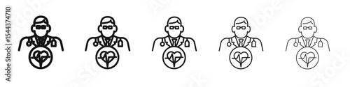 Cardiologist icon vector outline set illustration sign